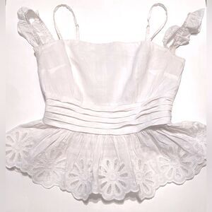 Guess White Sleeveless Top with Ruffles Size Small